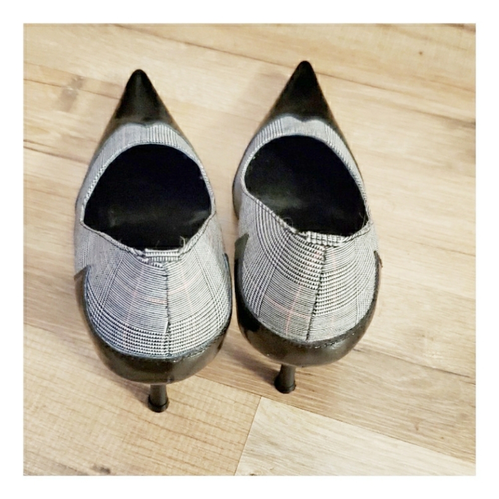 Chat Chat plaid and leather high heel shoes size 7 - Picture 4 of 5